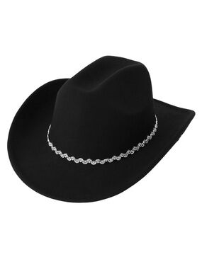 🔥🔥🆕BLING Women’s Black Western Hat with Silver Rhinestone Band